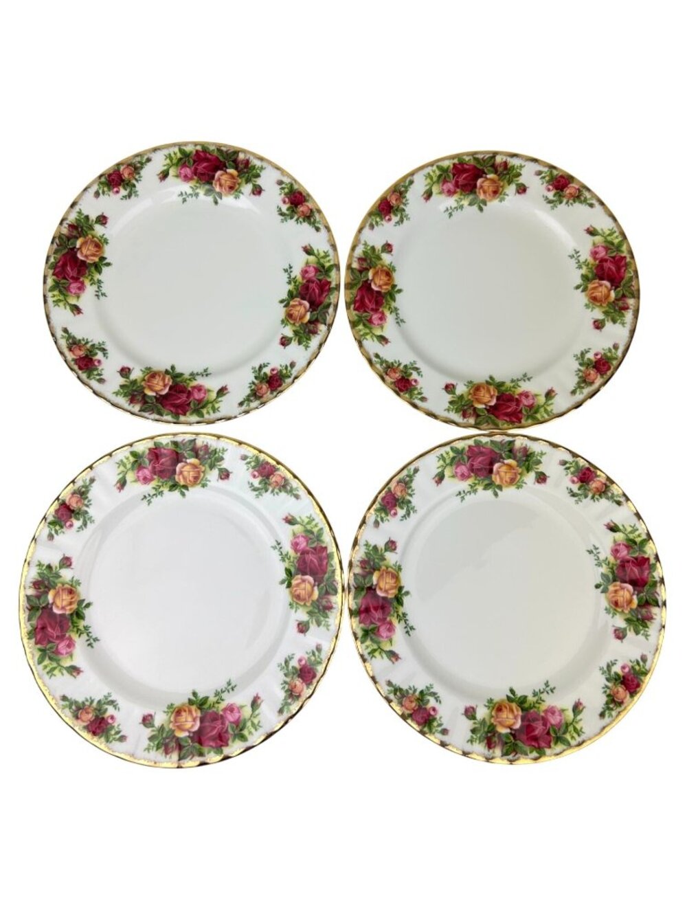 Royal Albert Old Country Roses Set (4) Salad Plates VTG 8.25" England 1962 READ